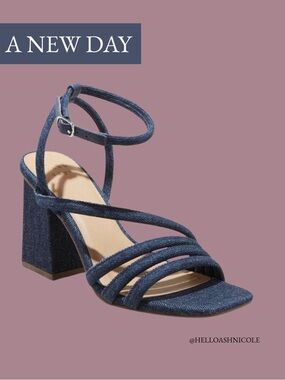 A New Day Women's Chunky Block Heel Asymmetric Ankle Strap Sandals
